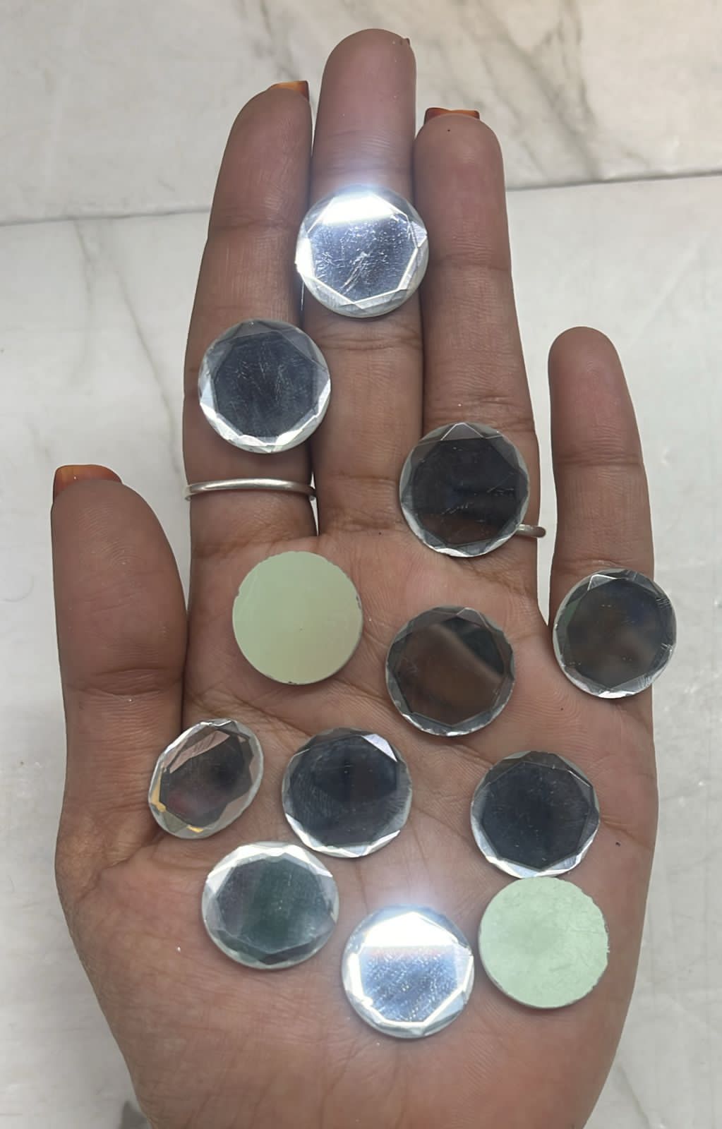Grey cut roundTanjore Painting Jaipur Kundan stones-50 stones in a pack