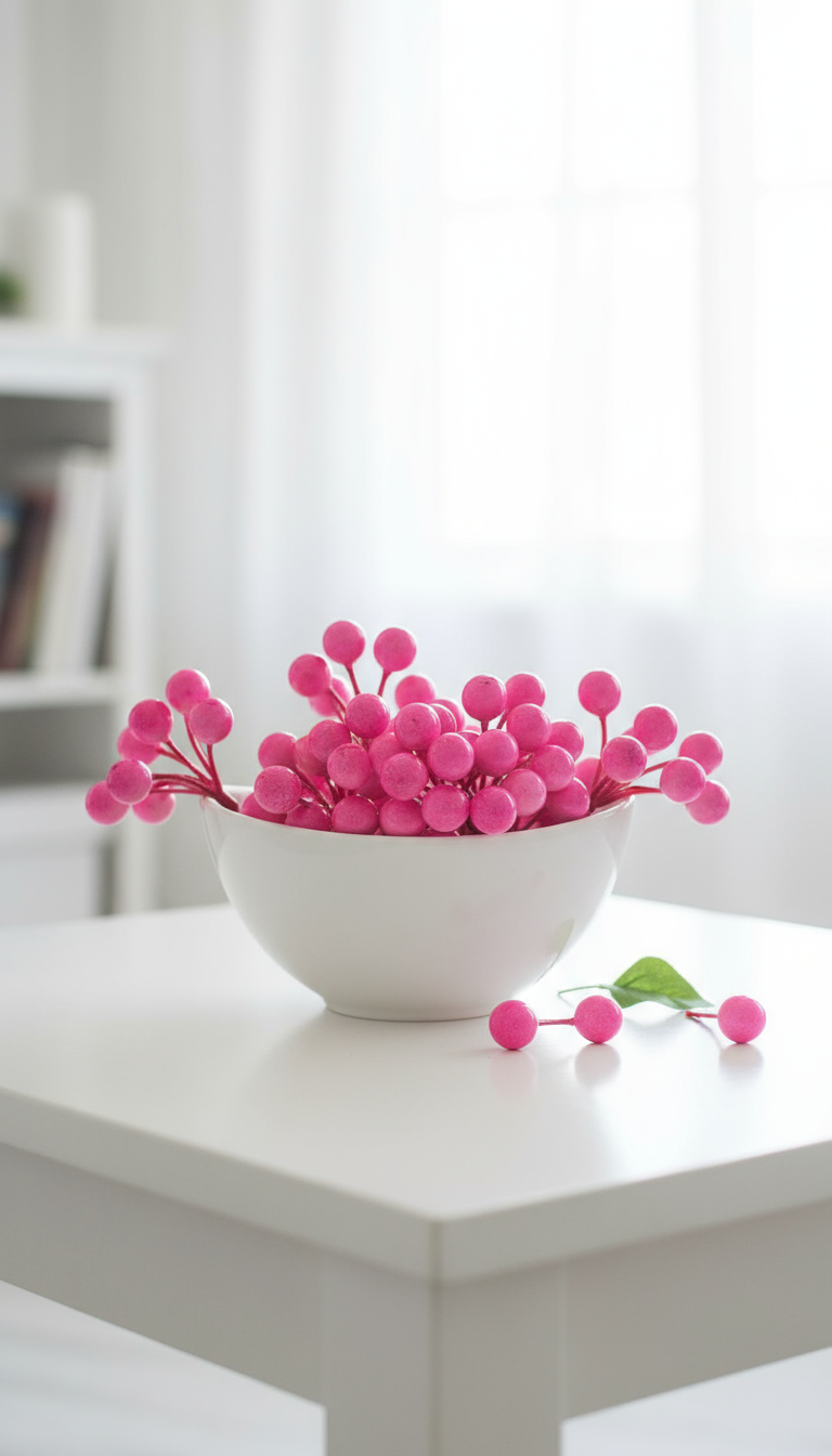 Artificial berries Dark pink 5 piece pack