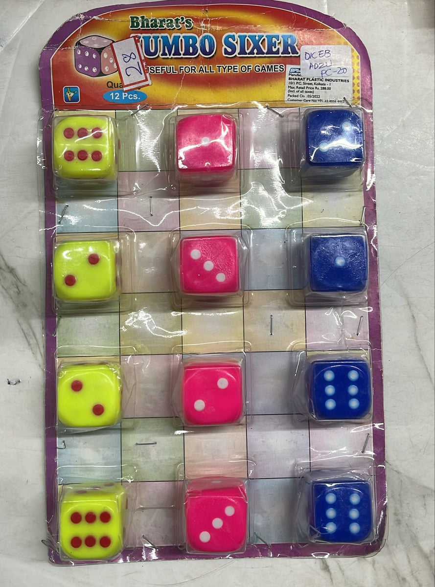 Dice Big plastic -JSDB 12piece I PACK – KnowHowArtCraft
