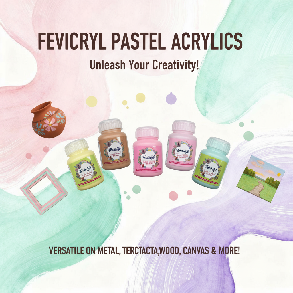 100ml Fevicryl pastel acrylic colours - 6 shades kit (free shipping this product only)