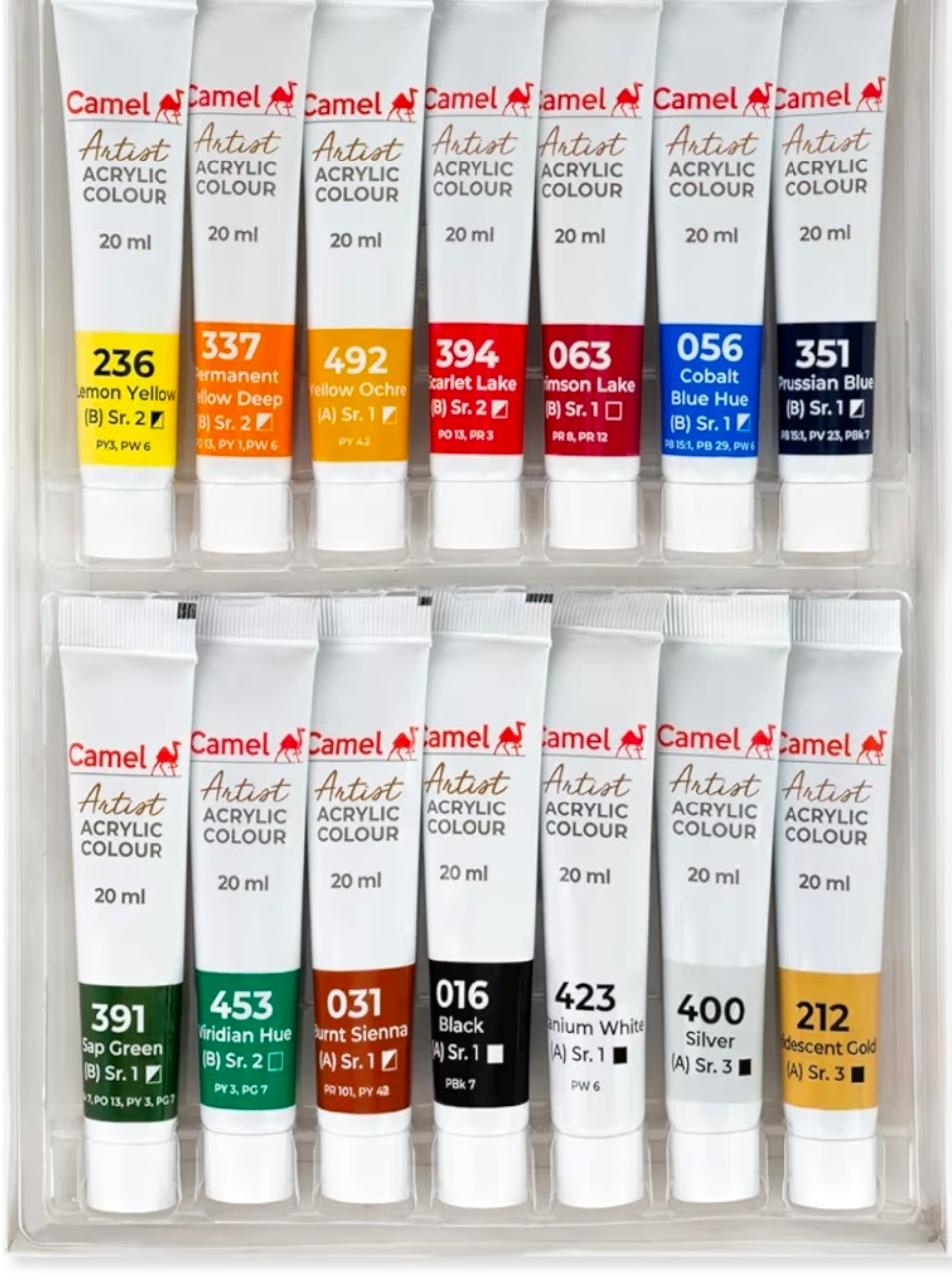 Camel Artist Acrylic Colours 14 shade tube color box