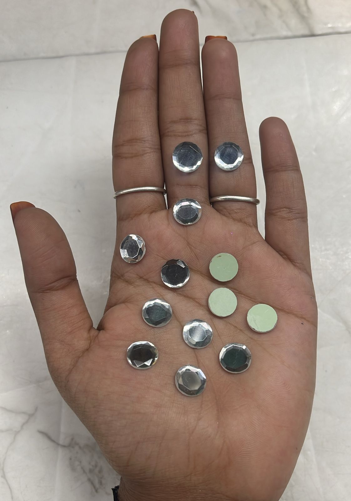 Grey cut roundTanjore Painting Jaipur Kundan stones-50 stones in a pack