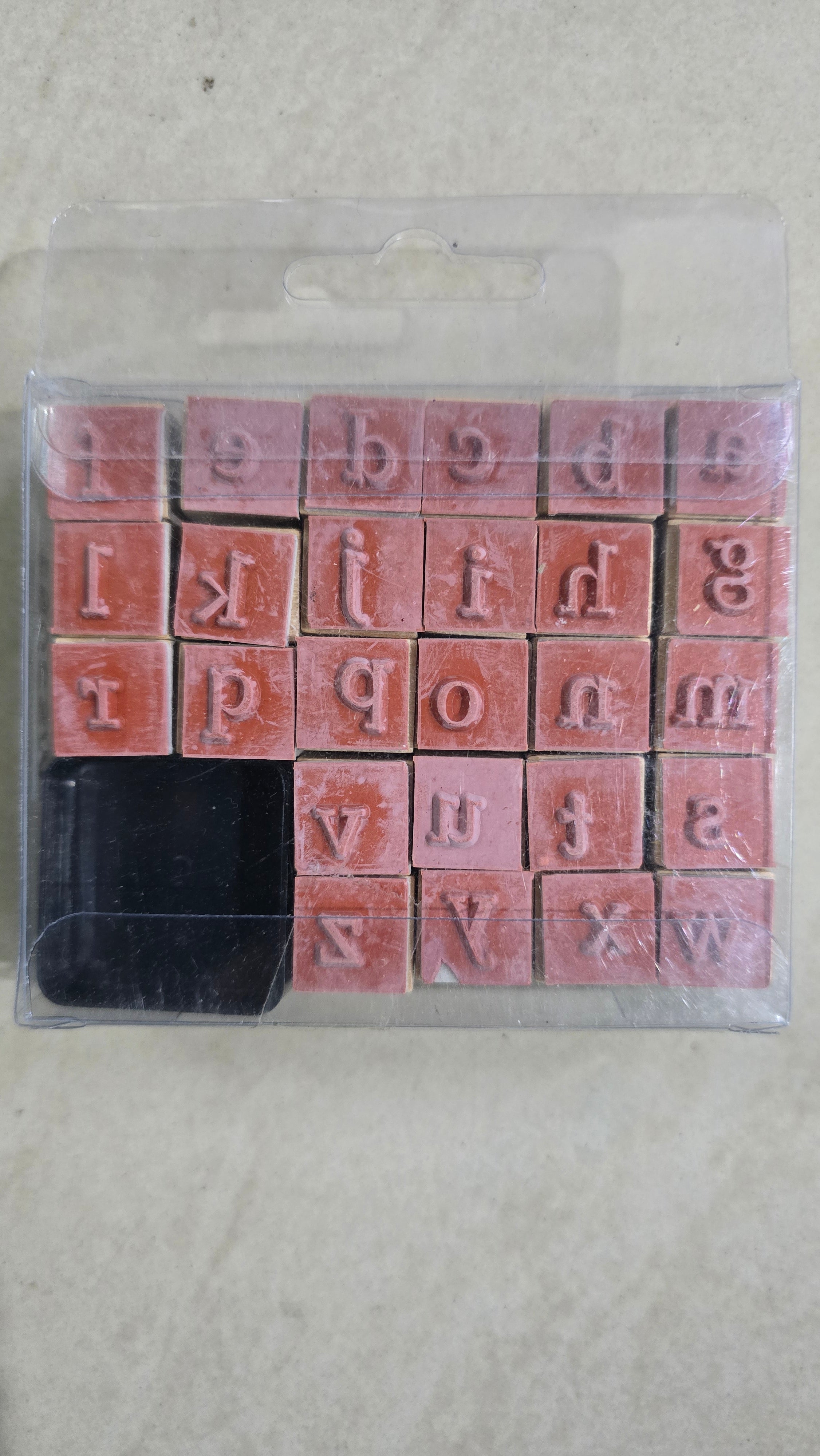 Abcd wooden stamps lower case