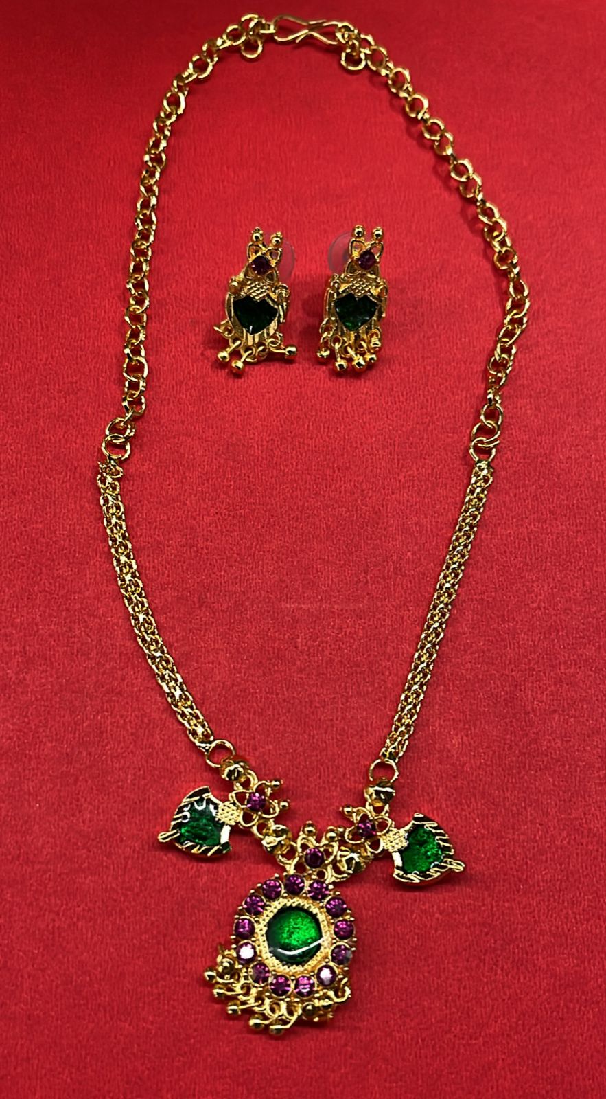 Green Neklace 2 leaf 1 pack-GNCL2