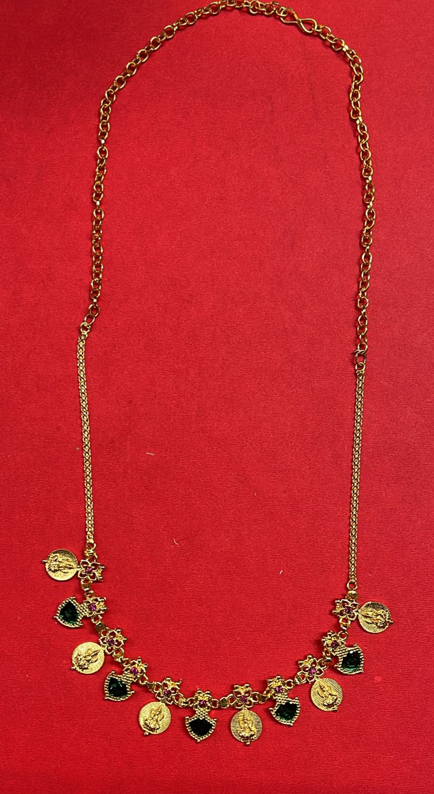 Green Lakshmi Necklace 5 leaf 1 pack-GKNCL5