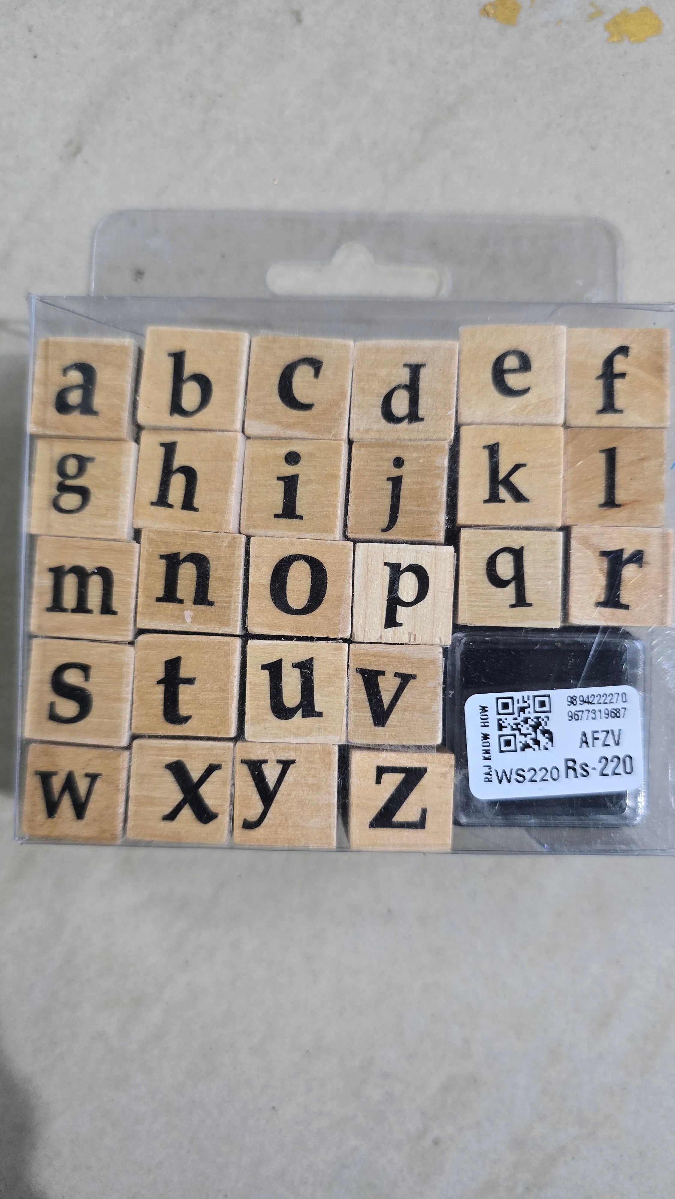 Abcd wooden stamps lower case