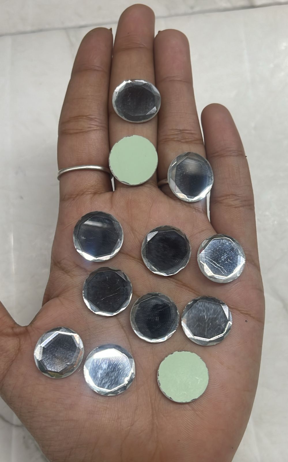 Grey cut roundTanjore Painting Jaipur Kundan stones-50 stones in a pack