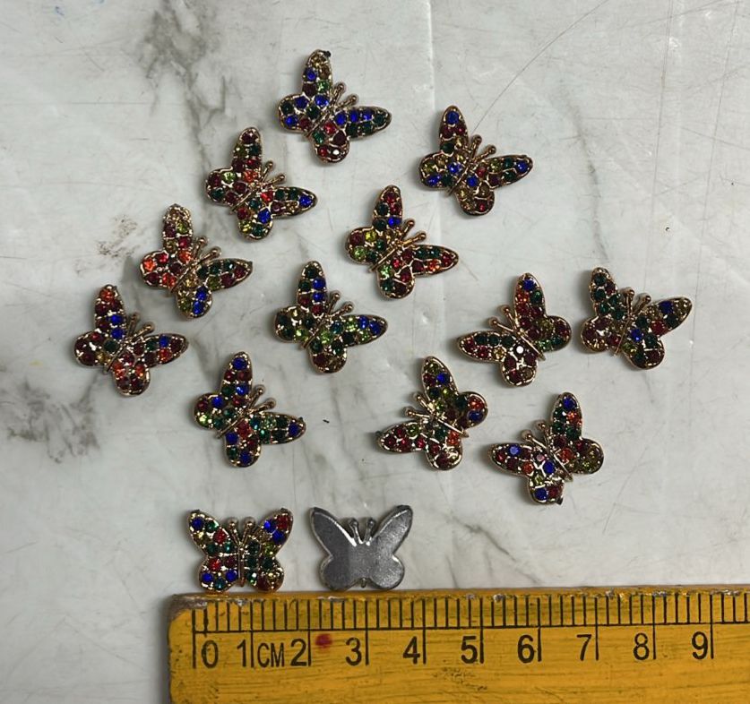 Stone Butterfly multicolor metal -6 piece pack