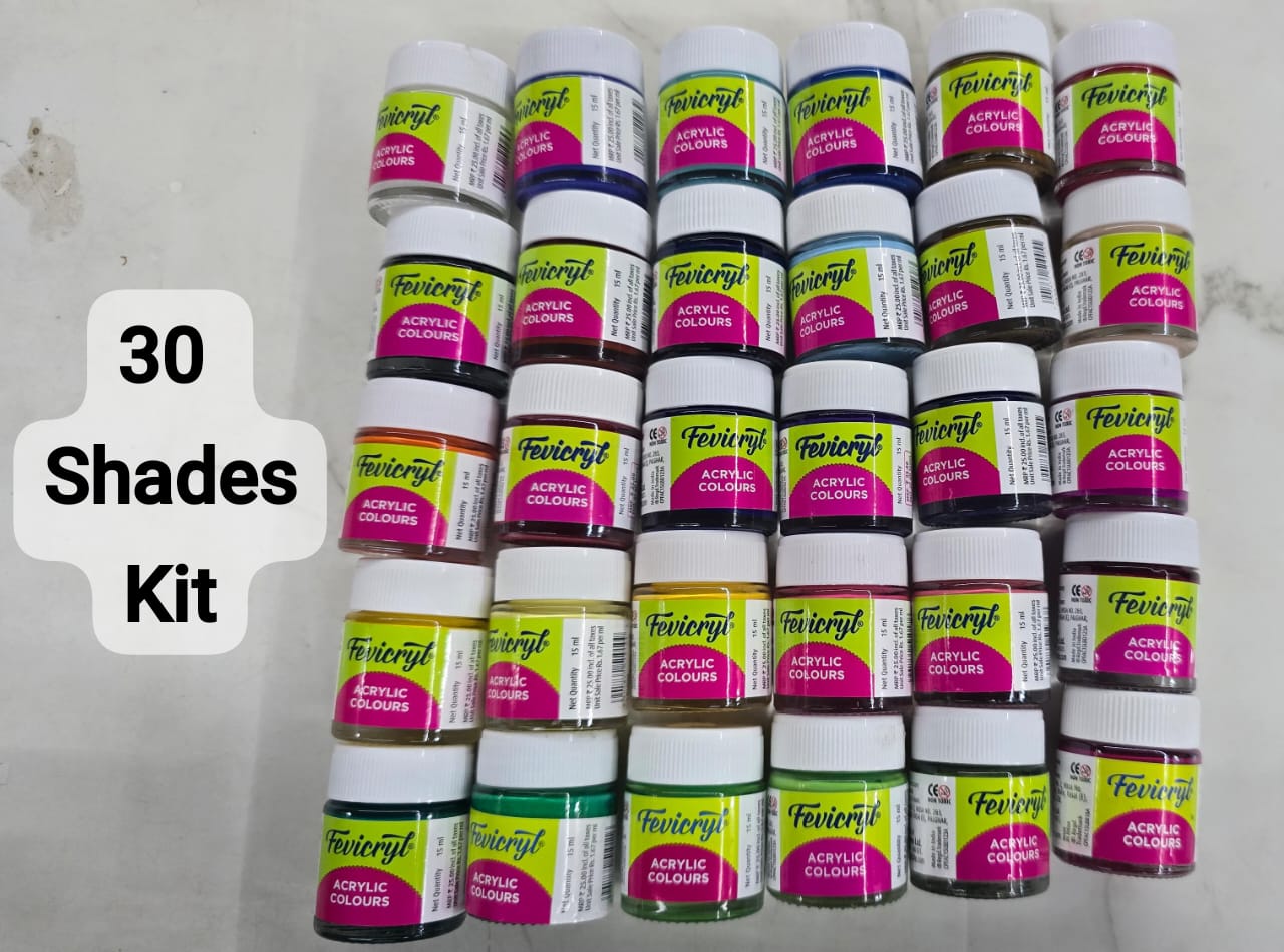 30 shades Fevicryl acrylic colours set 15ml each