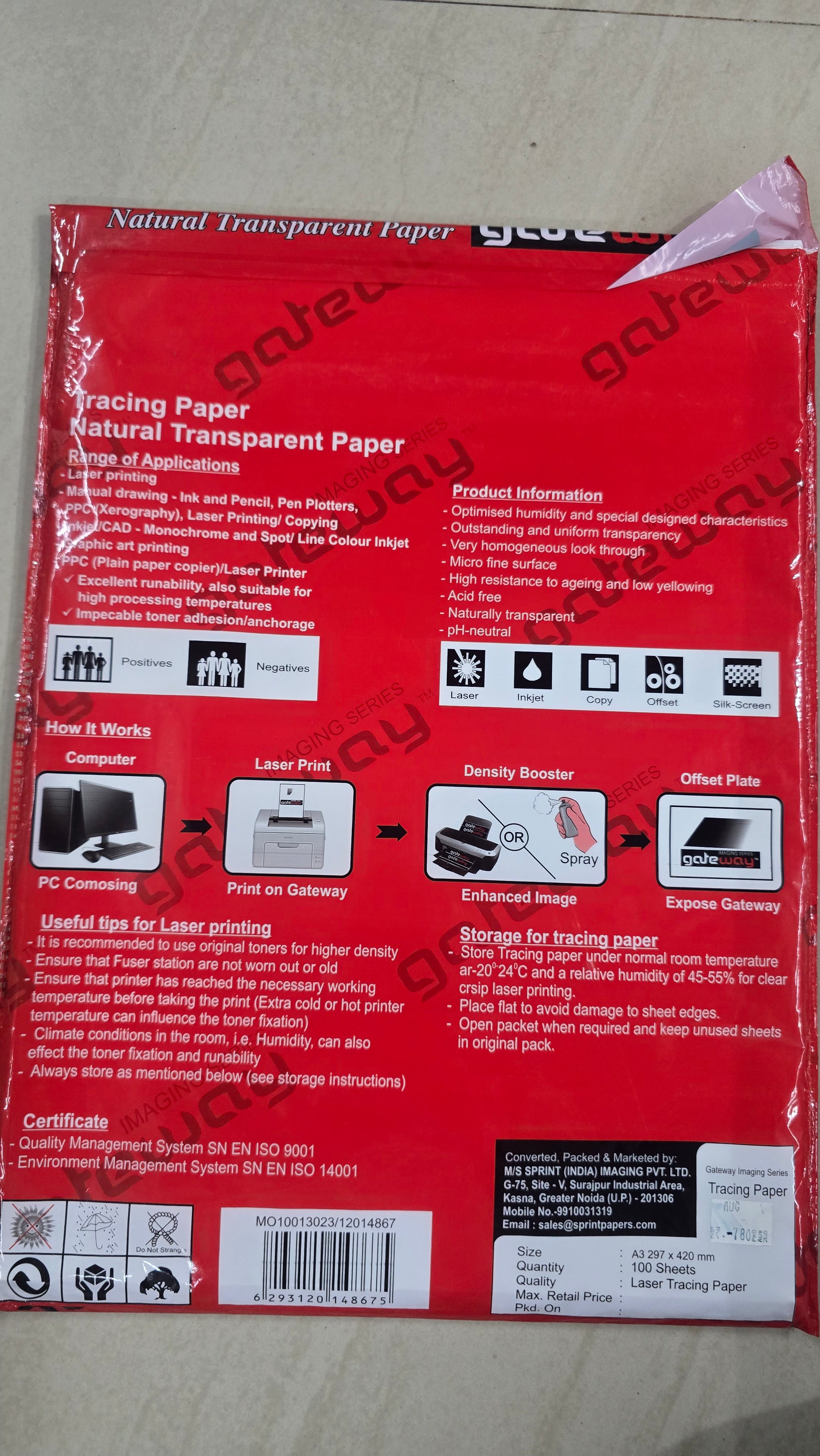 Tracing paper gateway A3 sheets 100sheets  whole sale pack
