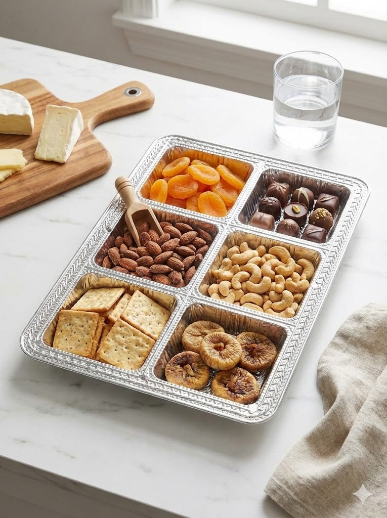 Dry fruit rectangle 6 partition plate-10 PLATES DRP6