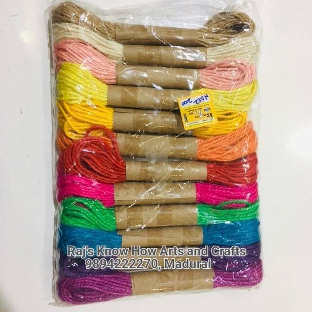 Color jute thread-pack of 12 colours