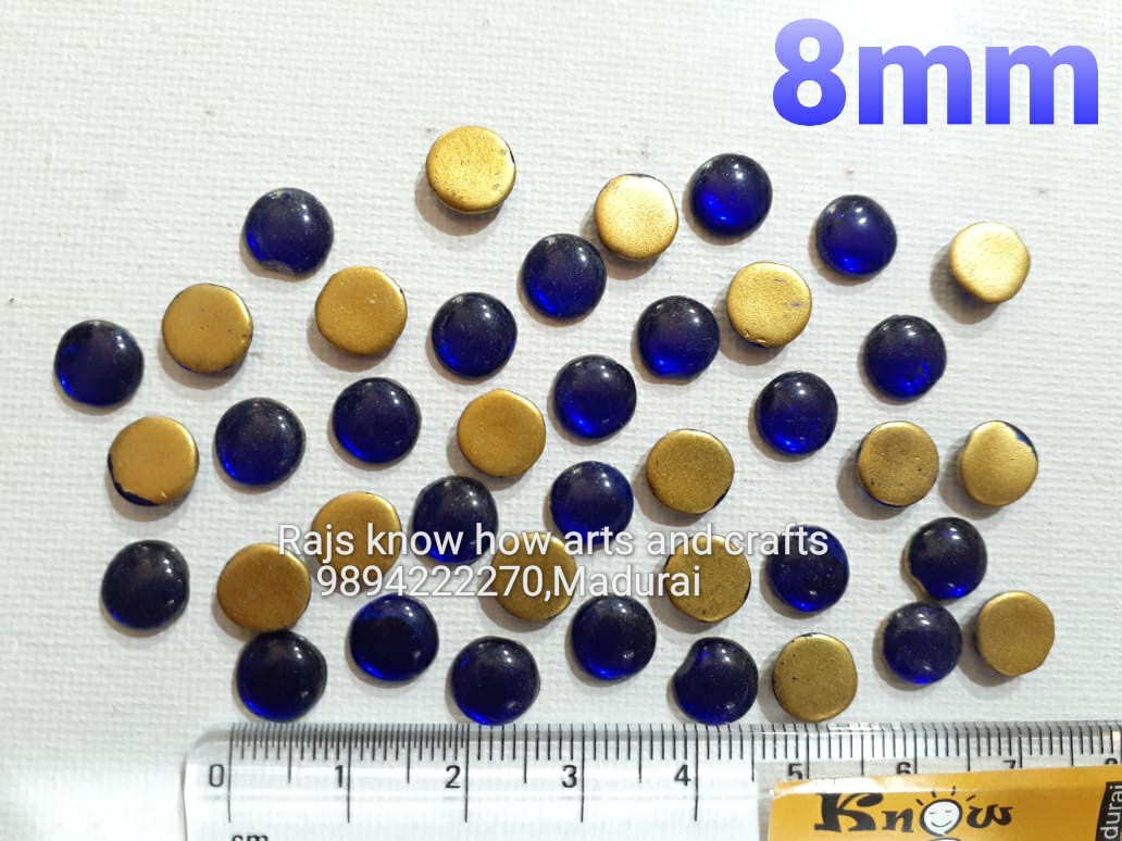 Blue Round Tanjore Painting Jaipur Kundan stones-100 stones in a pack