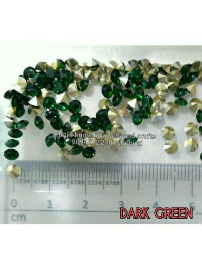 DARK GREEN Glass AD stones-50 piece approximately in a pack