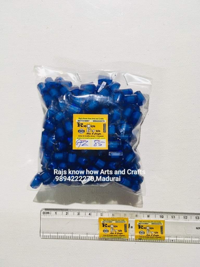 Blue Glass cut tablet beads small 
