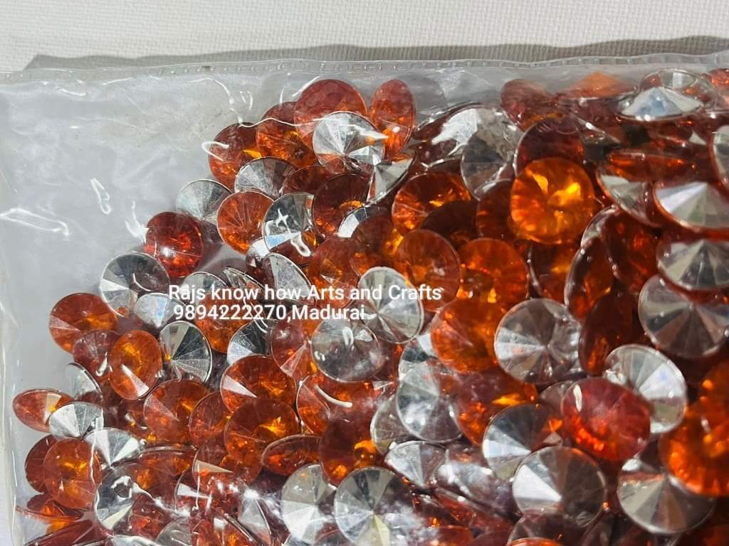 Orange Rivoli acrylic kundan