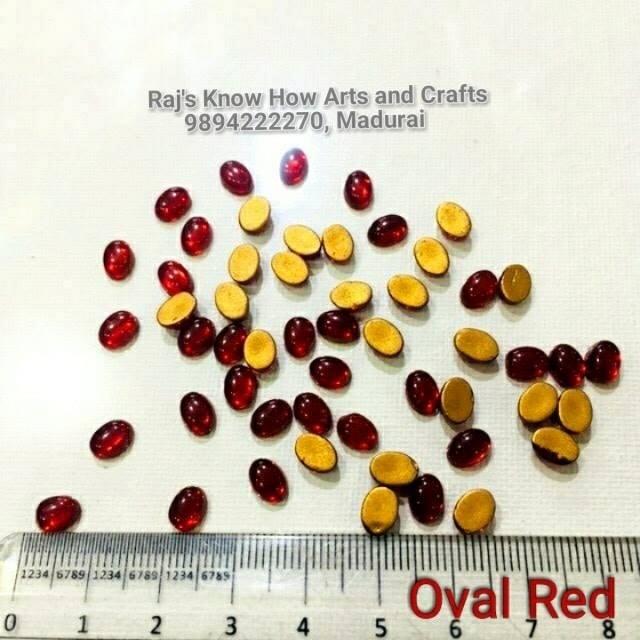 Oval Red Tanjore Painting Jaipur Kundan stones-50 stones in a pack